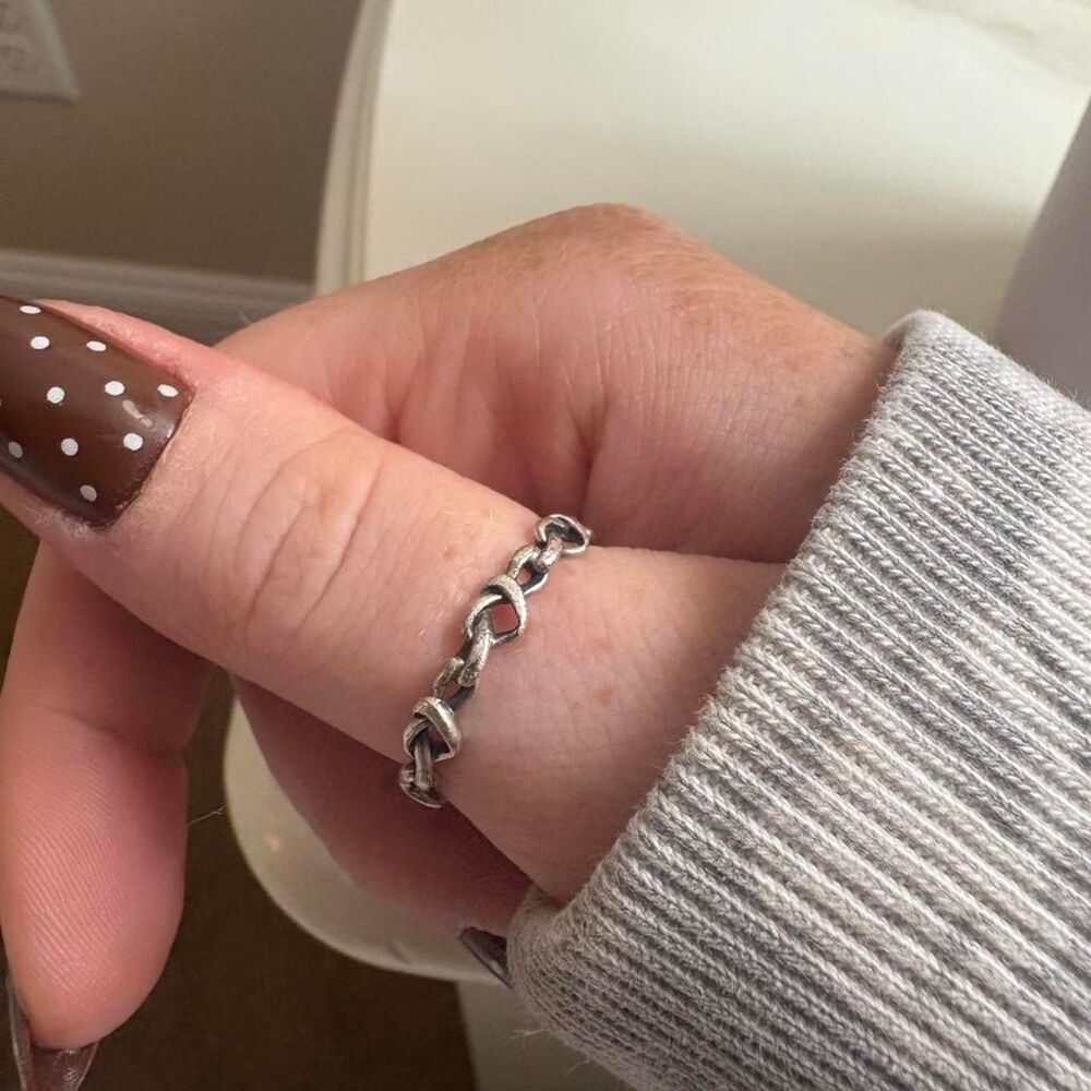 Pandora heart chain link ring, size 7